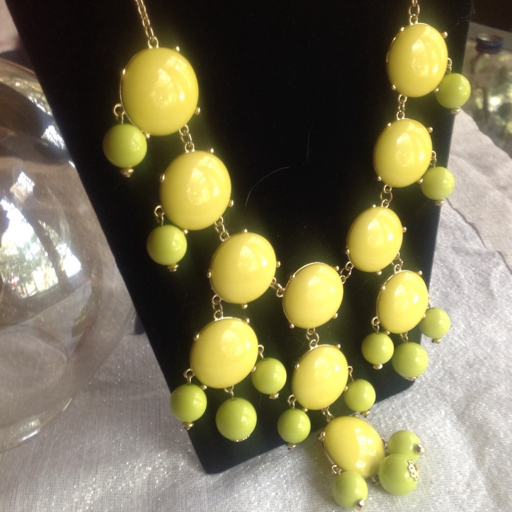 Sunny Yellow Lime Green & Gold Statement Necklace